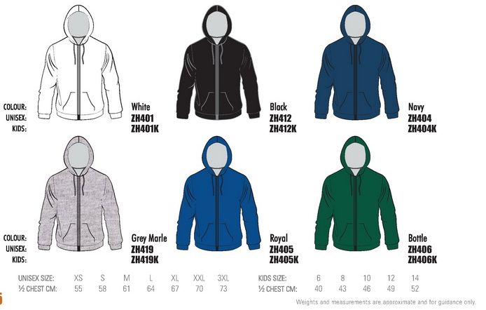 colours full zip  fleecy hoodie